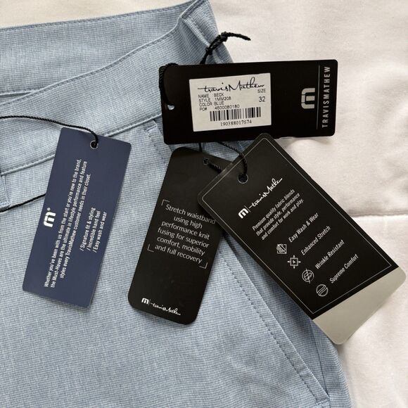 Travis Mathew Beck Shorts Men 32 Blue Golf Stretch Performance Wrinkle Resistant - Picture 10 of 12